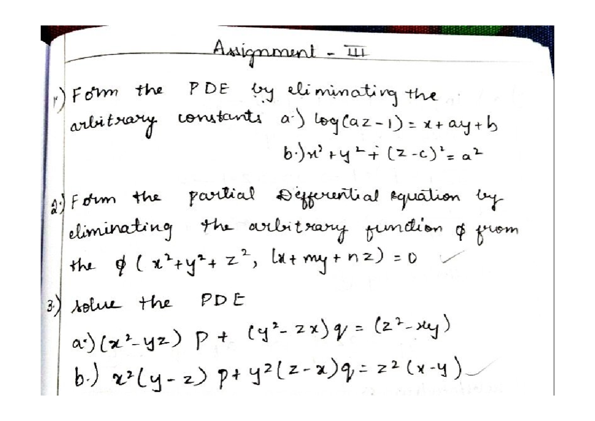 Maths Assignment 3: Forming and Solving PDEs with Arbitrary Functions ...