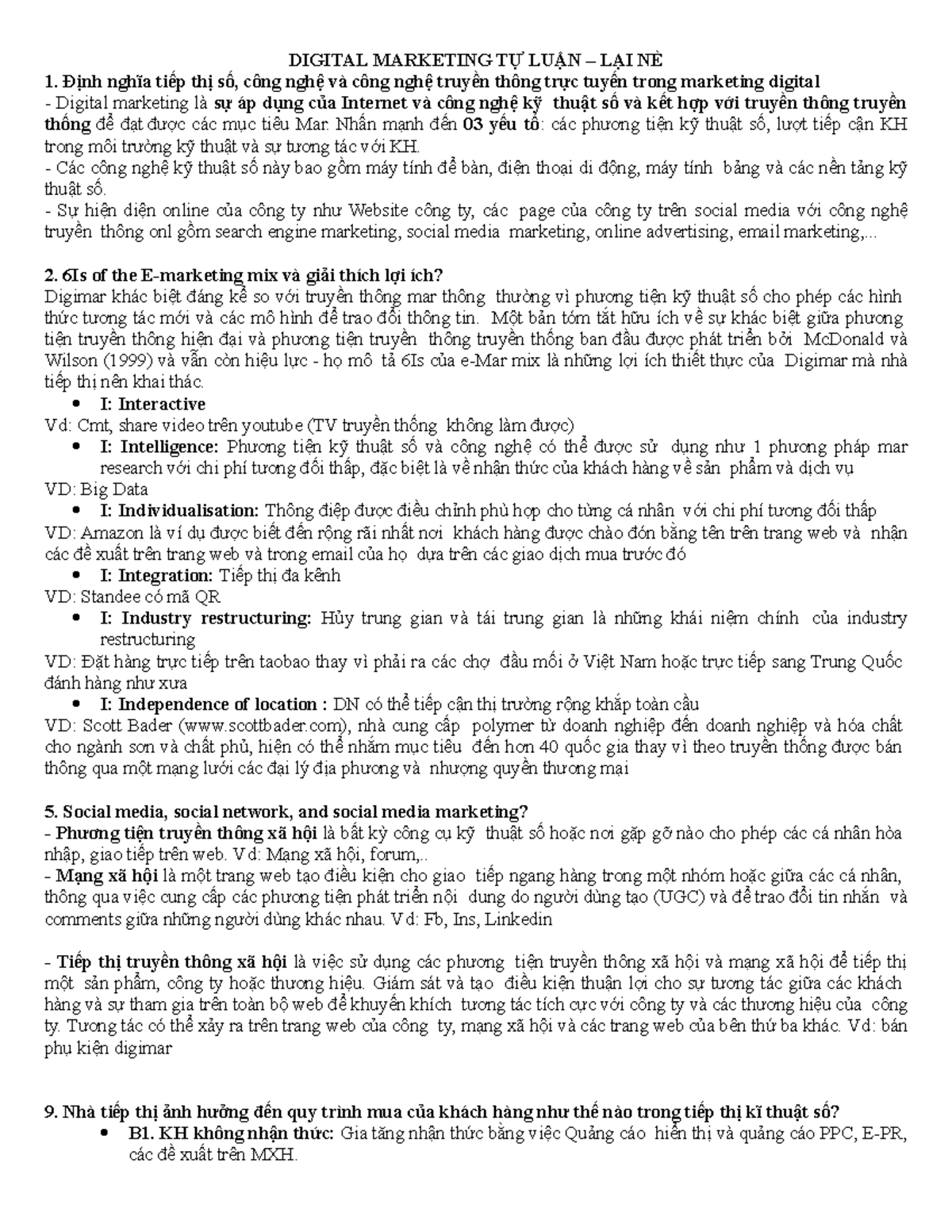 Tài liệu Tự Luận về Tiếp Thị Số (Digital Marketing) - Tổng Hợp Kiến Thức - Document Preview