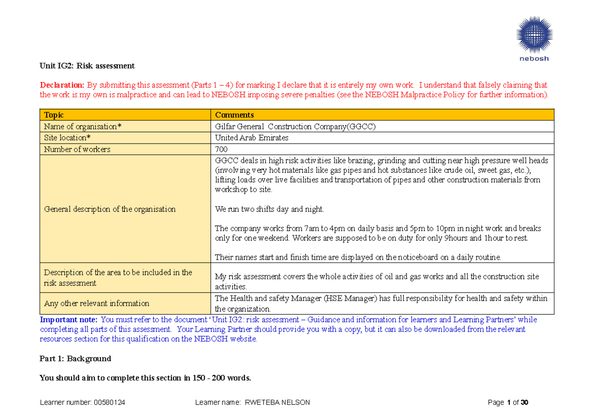 Rwetaba new - Hey there that's nice - Unit IG2: Risk assessment ...