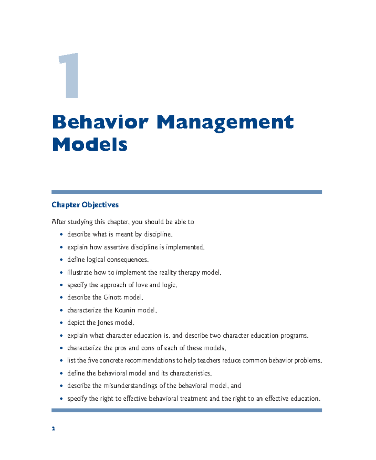 Behavior Management Models: Chapter 1 Overview and Key Concepts - Studocu