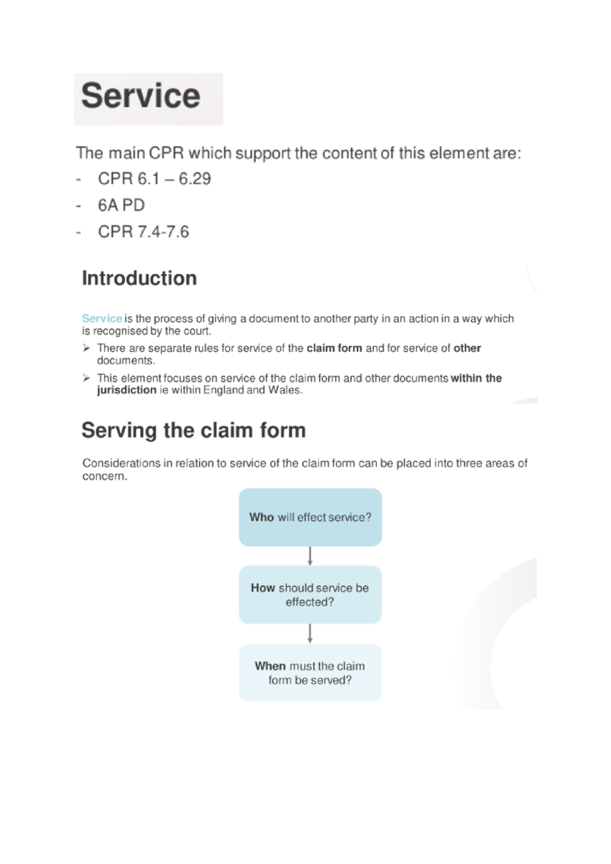 Workshop 5 - Service The main CPR which support the content of this ...