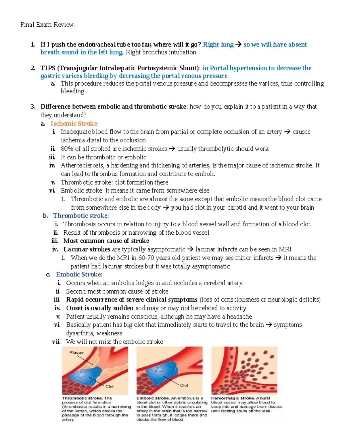Advanced Med Surg Final Exam Review: Key Concepts and Procedures - Studocu