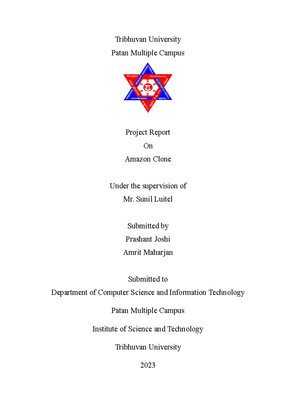 Project Report on Amazon Clone - CSIT 2023 - Studocu