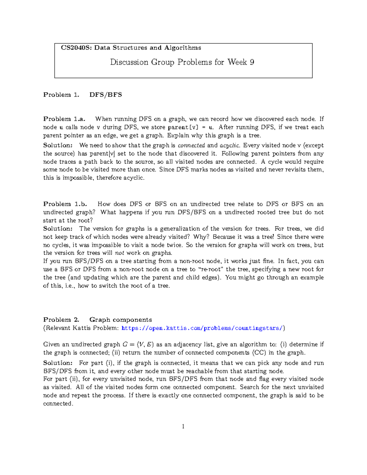 CS2040S: Data Structures & Algorithms Week 9 Discussion Problems ...