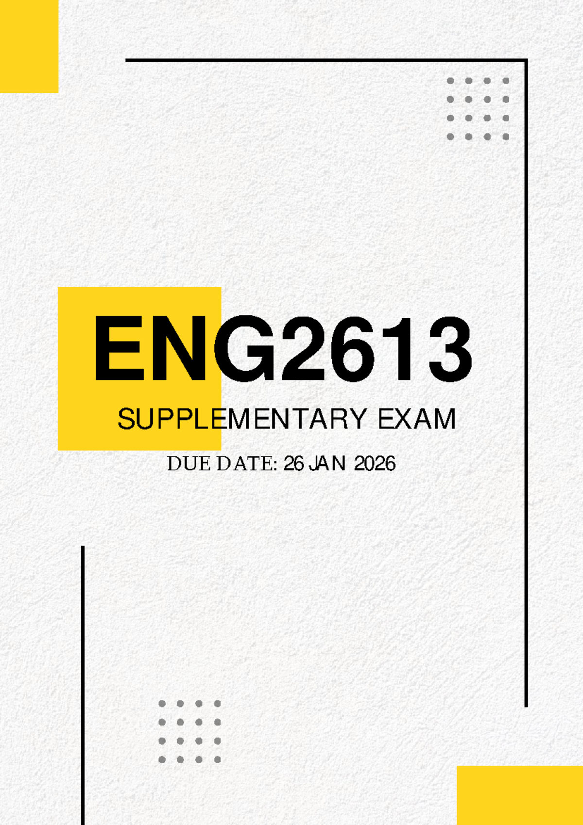 ENG2613 SUPPLEMENTARY EXAM 2026: POETRY ANALYSIS NOTES - Studocu
