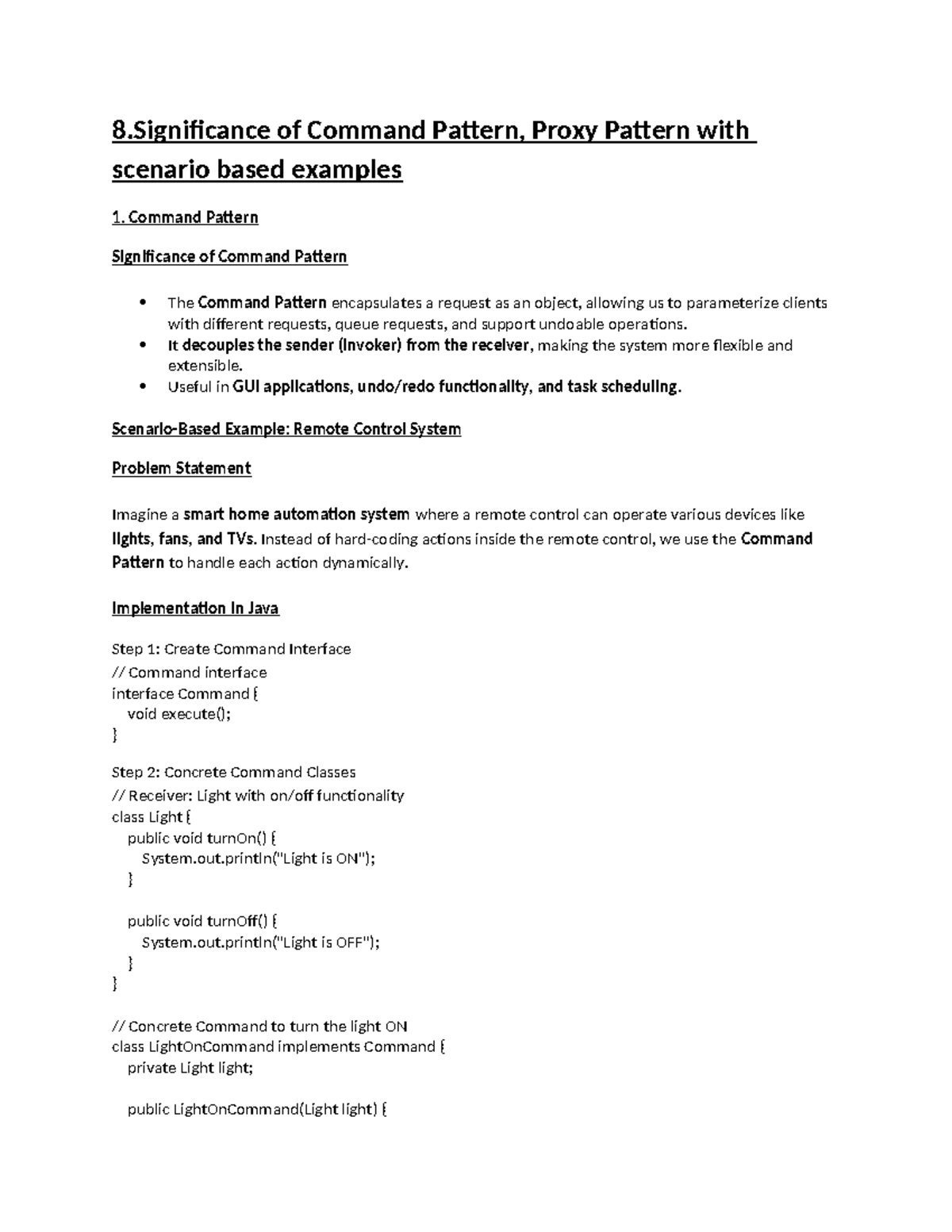 8. Command and Proxy Patterns: Significance with Scenario Examples ...