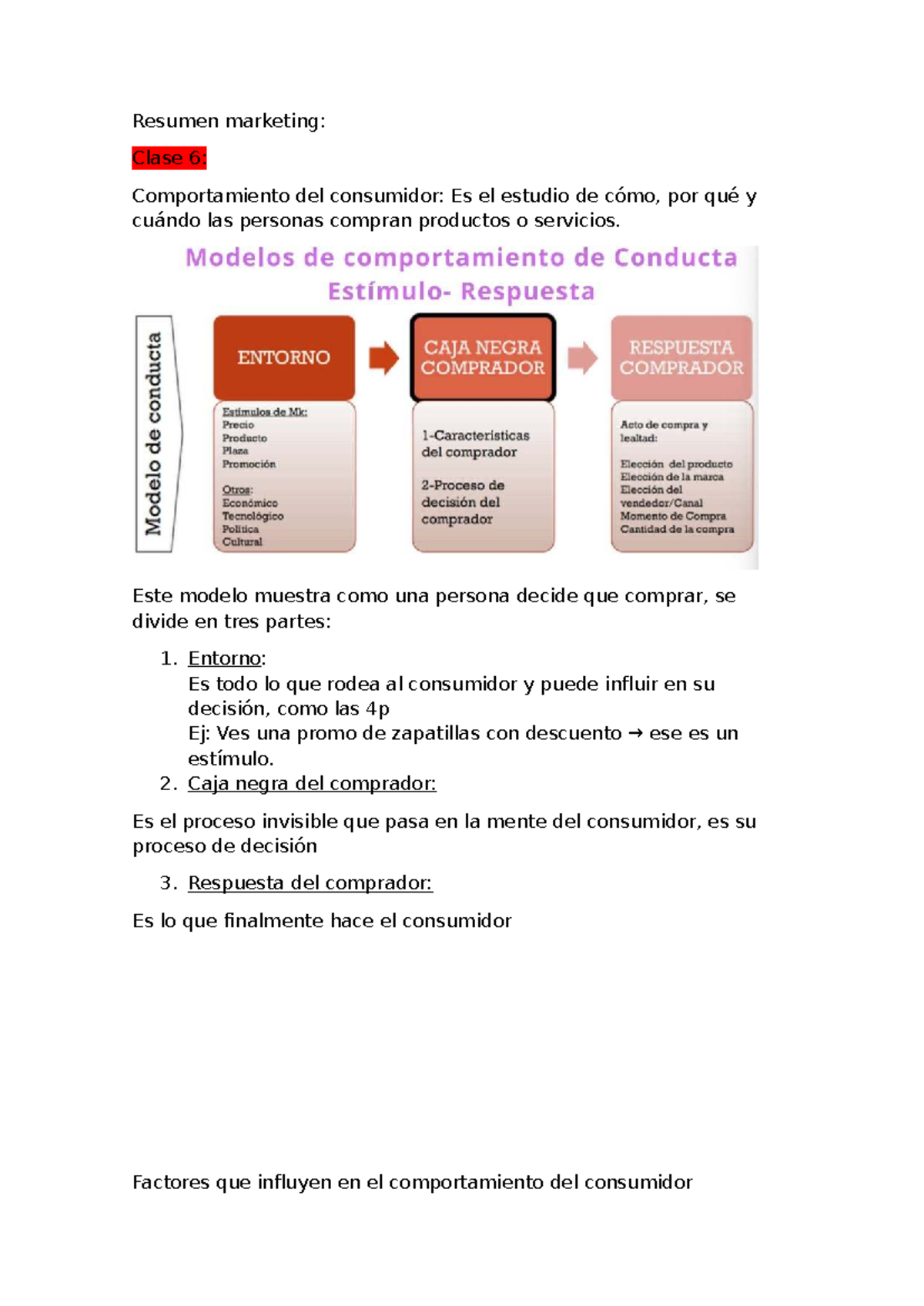 Resumen de Marketing: Clase 6 - Comportamiento del Consumidor y ...
