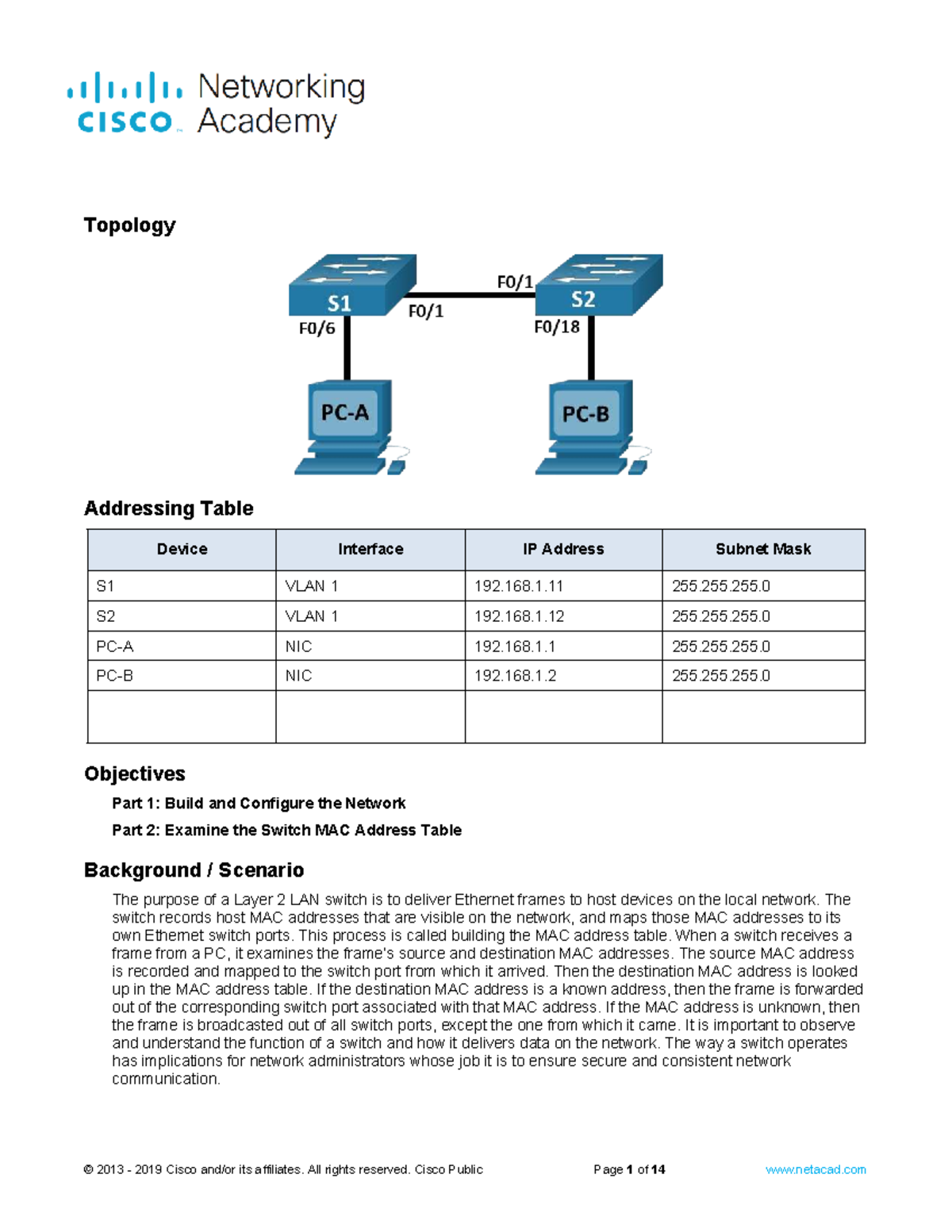 7.3.7 Lab - Analyzing the Switch MAC Address Table and Topology - Studocu