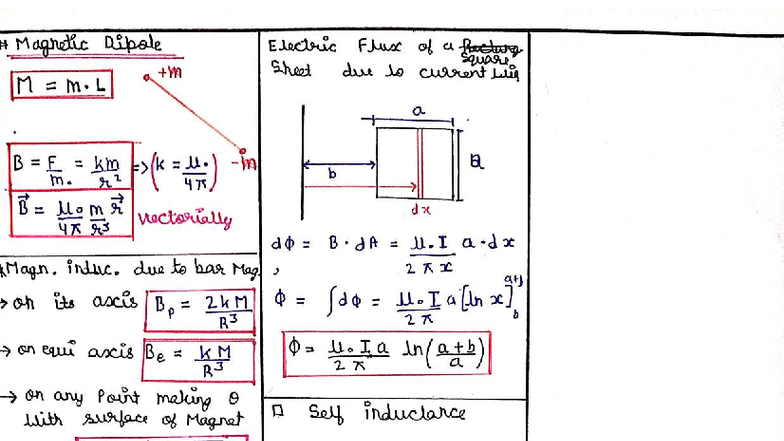 Class 11 JEE Short Notes on Magnetic Dipole Electric Flux - Studocu