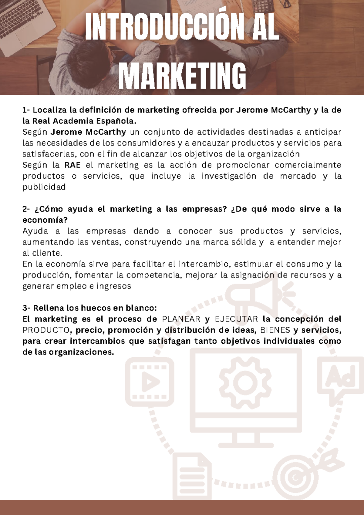 INTRODUCCIÓN AL MARKETING: Definiciones y Funciones Clave - Studocu