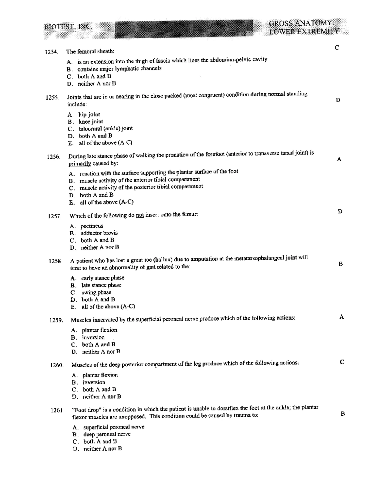 LOWER LIMBS MCQ Study Guide for ACEM Primary Exam - Studocu