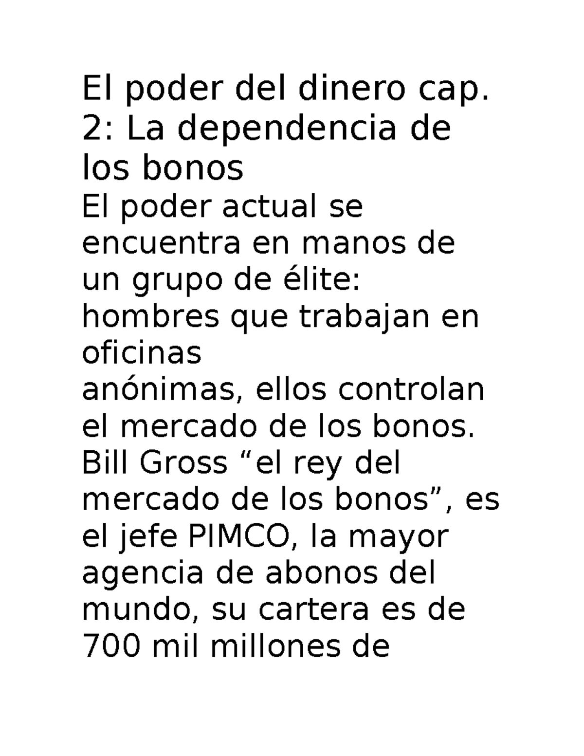 Tarea Capitulo 2 DEL Poder DEL Dinero - El poder del dinero cap. 2: La ...