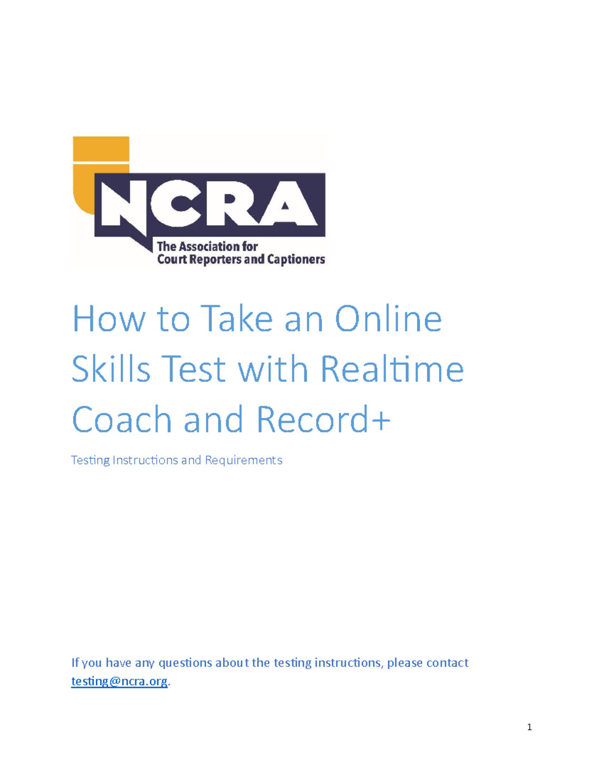NCRA RPR Test Instructions: Online Skills Test Guide - Studocu