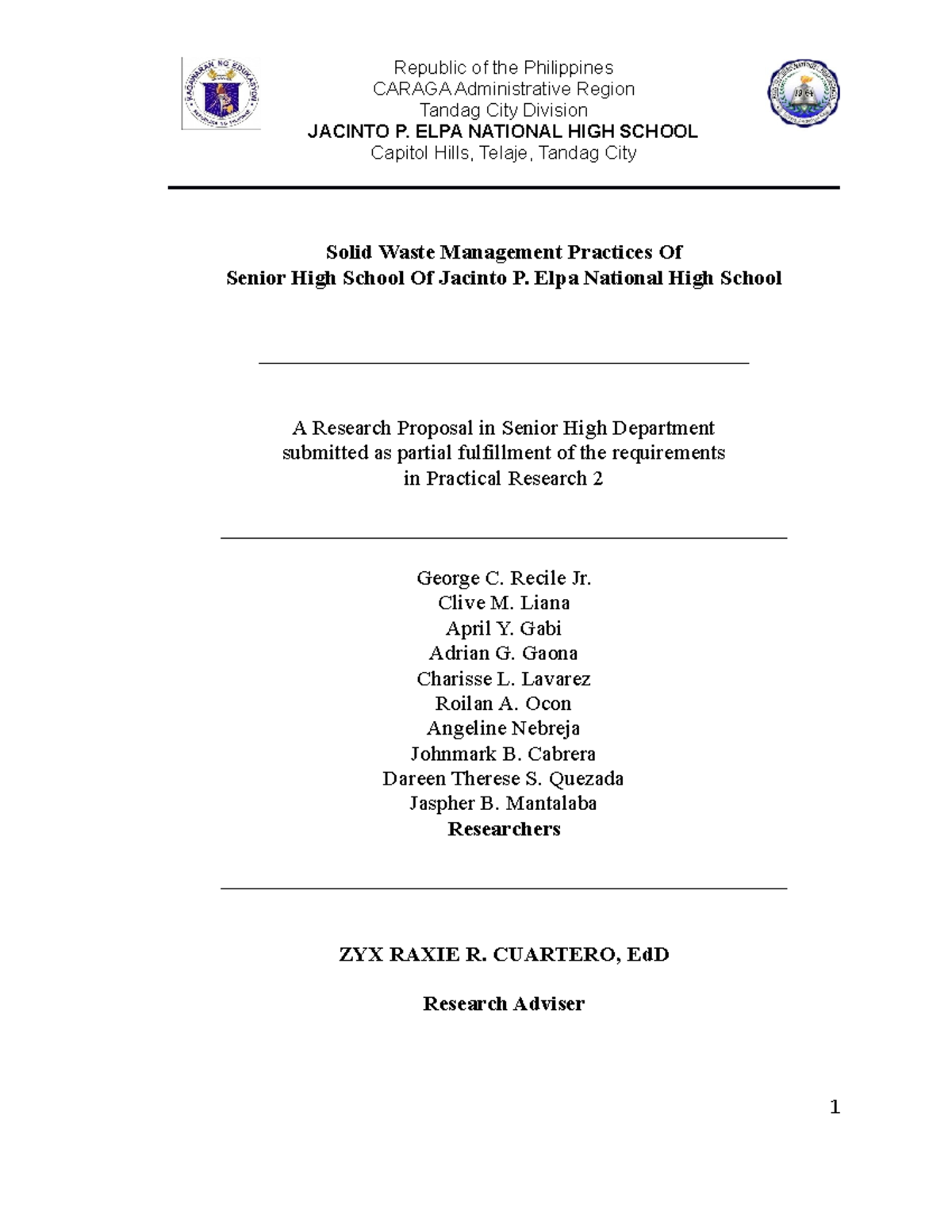 Chapter 2: Solid Waste Management Practices in SHS - Research Paper for ...