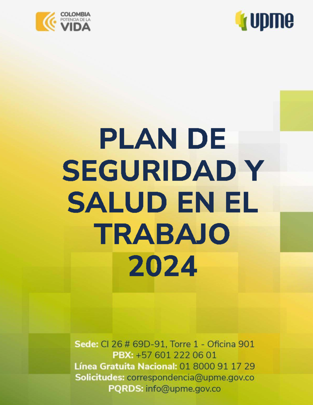 Plan de Seguridad y Salud en el Trabajo 2024 - UPME - Studocu