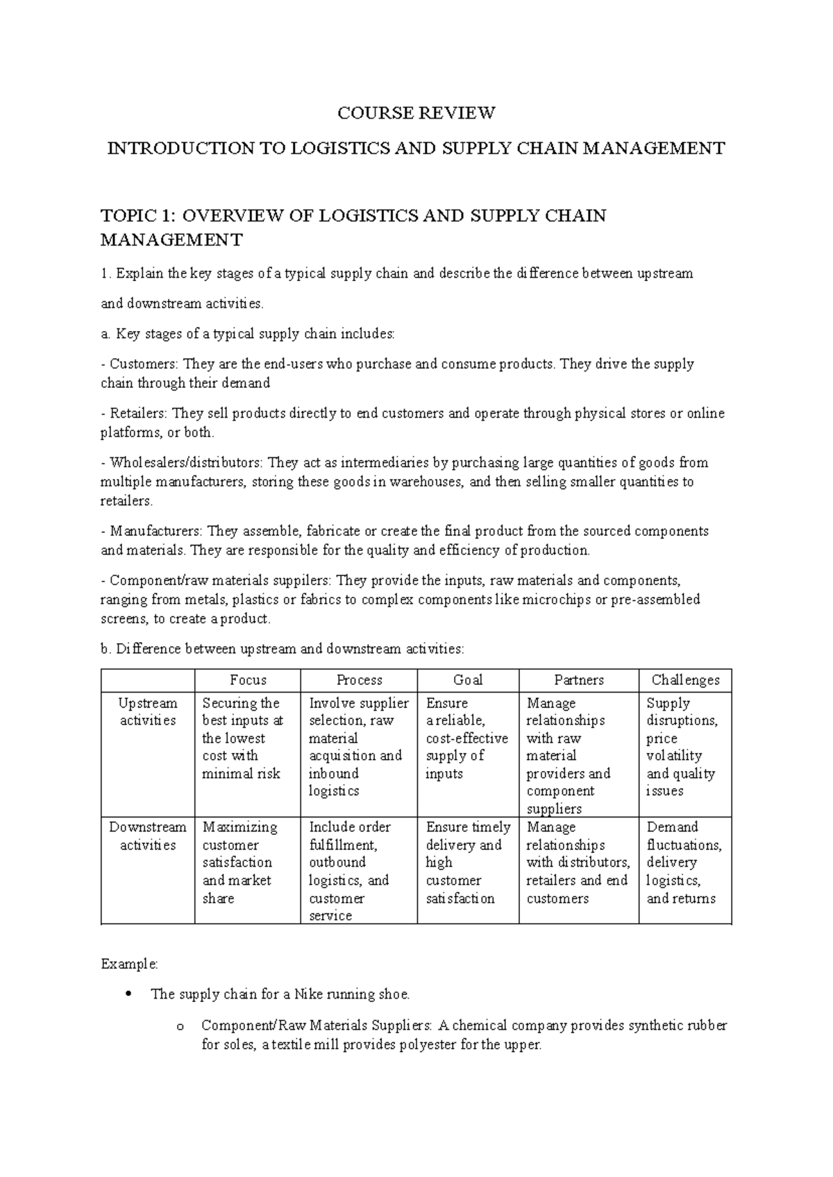 Final Exam: Introduction to Logistics and Supply Chain Management (LOG ...