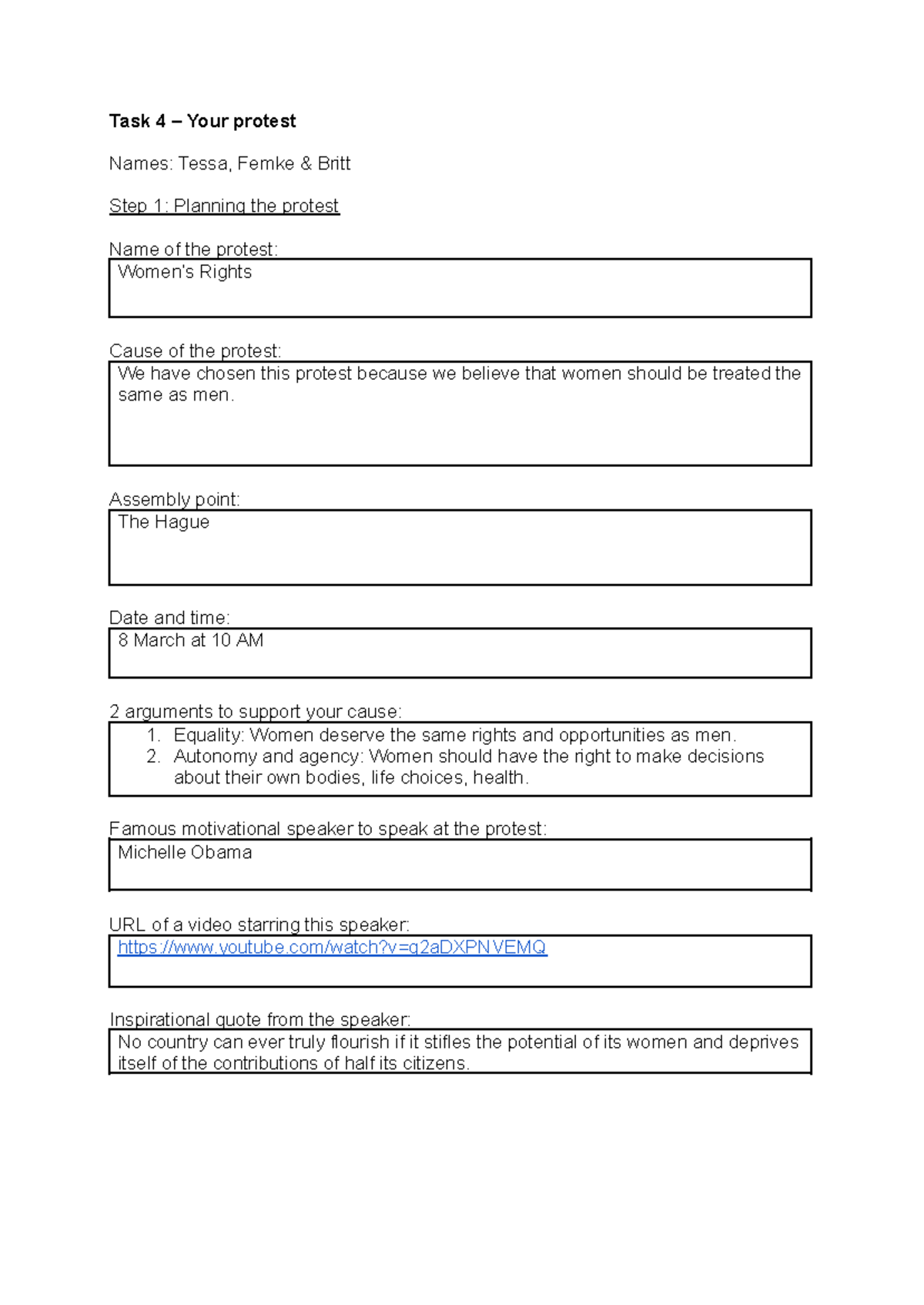 Task 4: Women’s Rights Protest Planning and Promotion Guide - Studeersnel