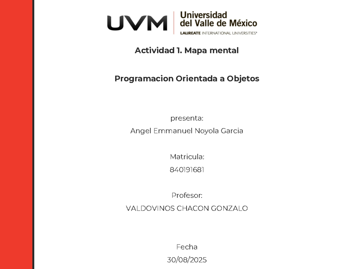 Actividad 1: Mapa Mental de Programación Orientada a Objetos (POO ...