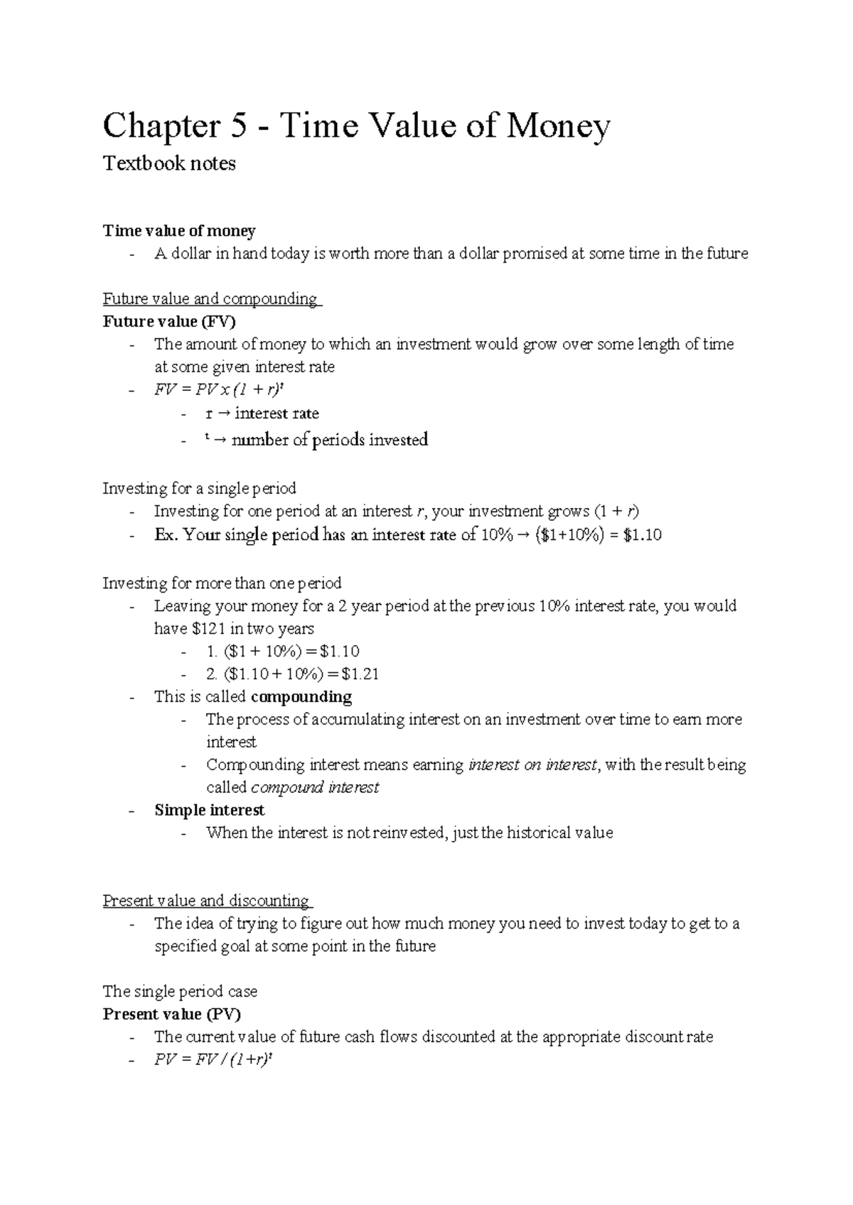Chapter 5: Time Value of Money - Week 3 Lecture Notes - Studocu