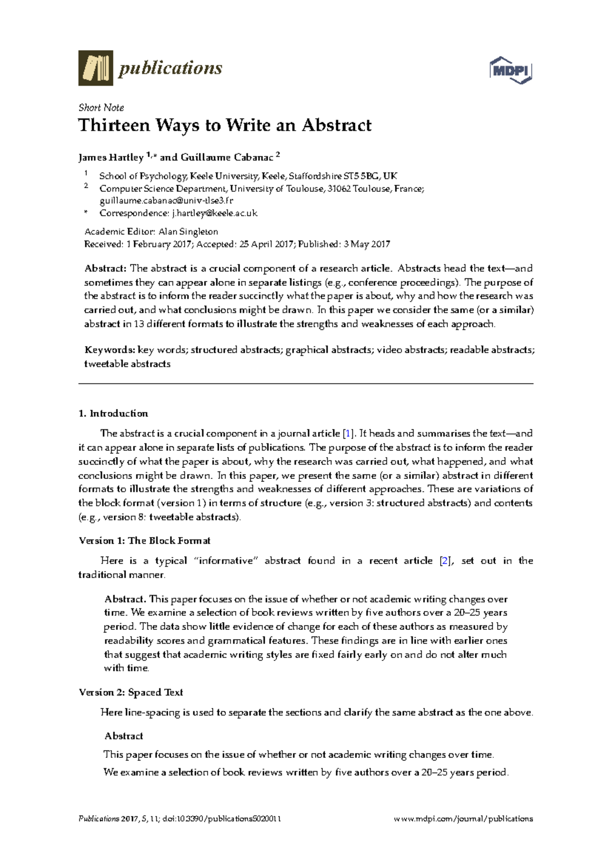 Thirteen Methods for Crafting Abstracts: A Comprehensive Guide - Studocu