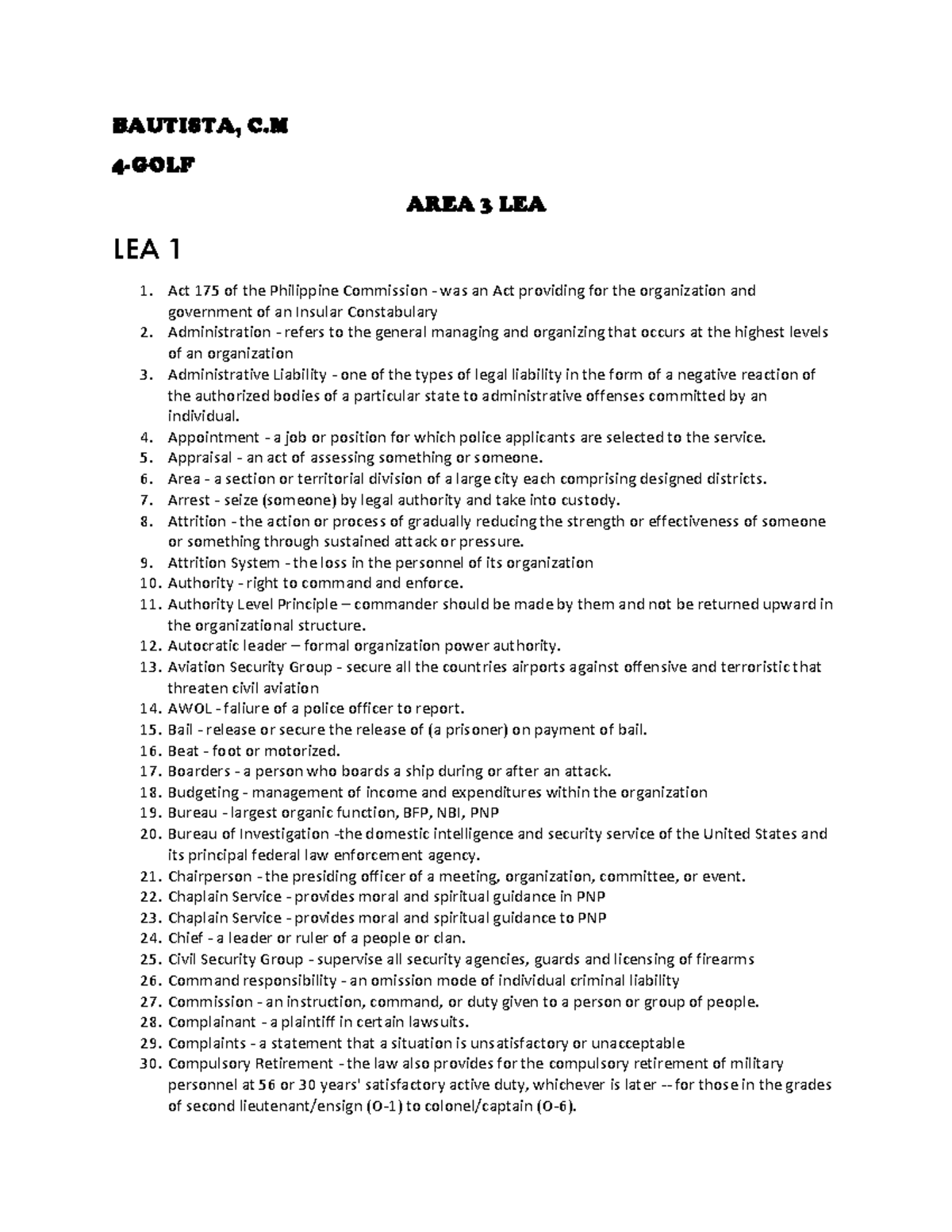 AREA-3-LEA-DOT Lalit - DOT for OJT 1 - BAUTISTA, C 4 - GOLF AREA 3 LEA ...