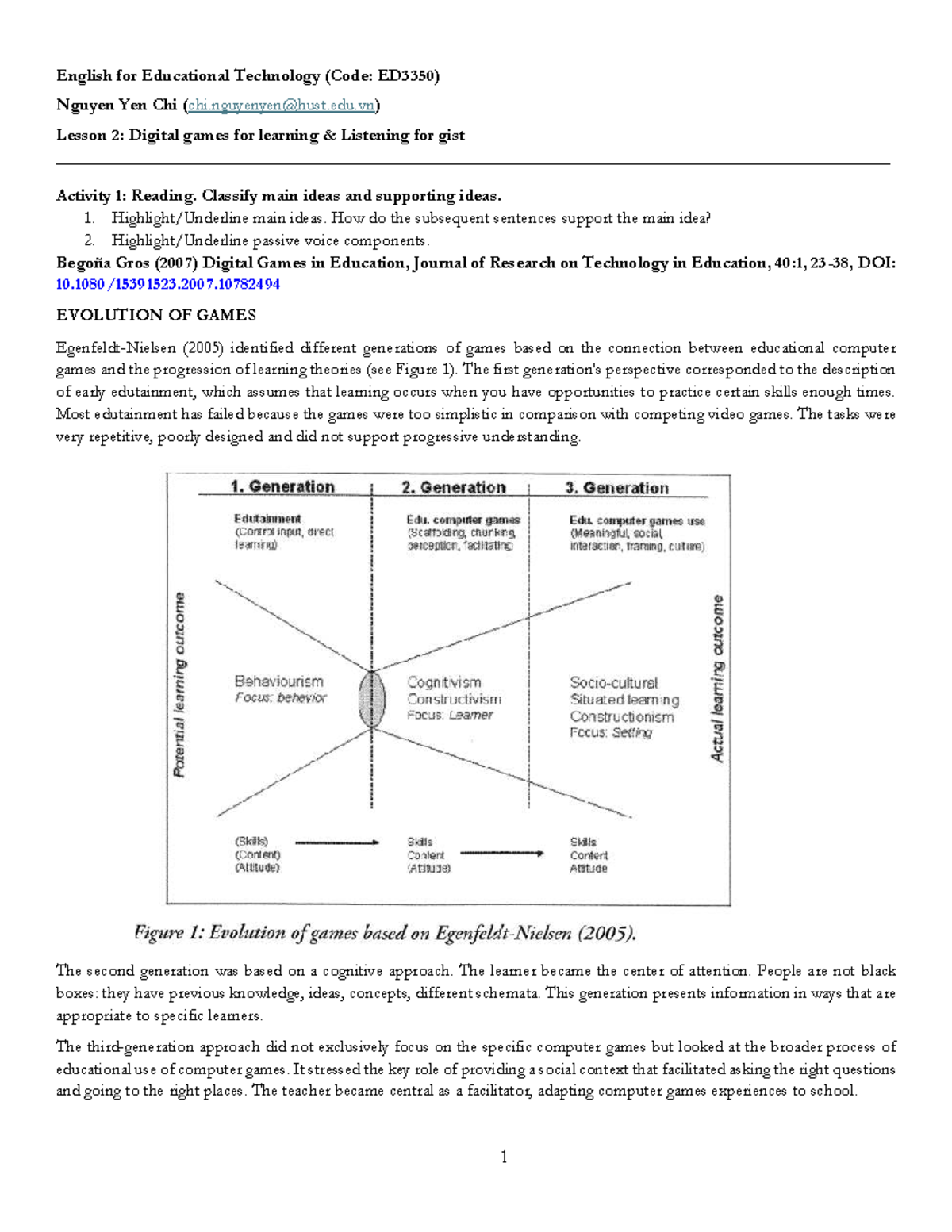 ED3350 Lesson 2: Digital Games for Learning Overview and Insights - Studocu