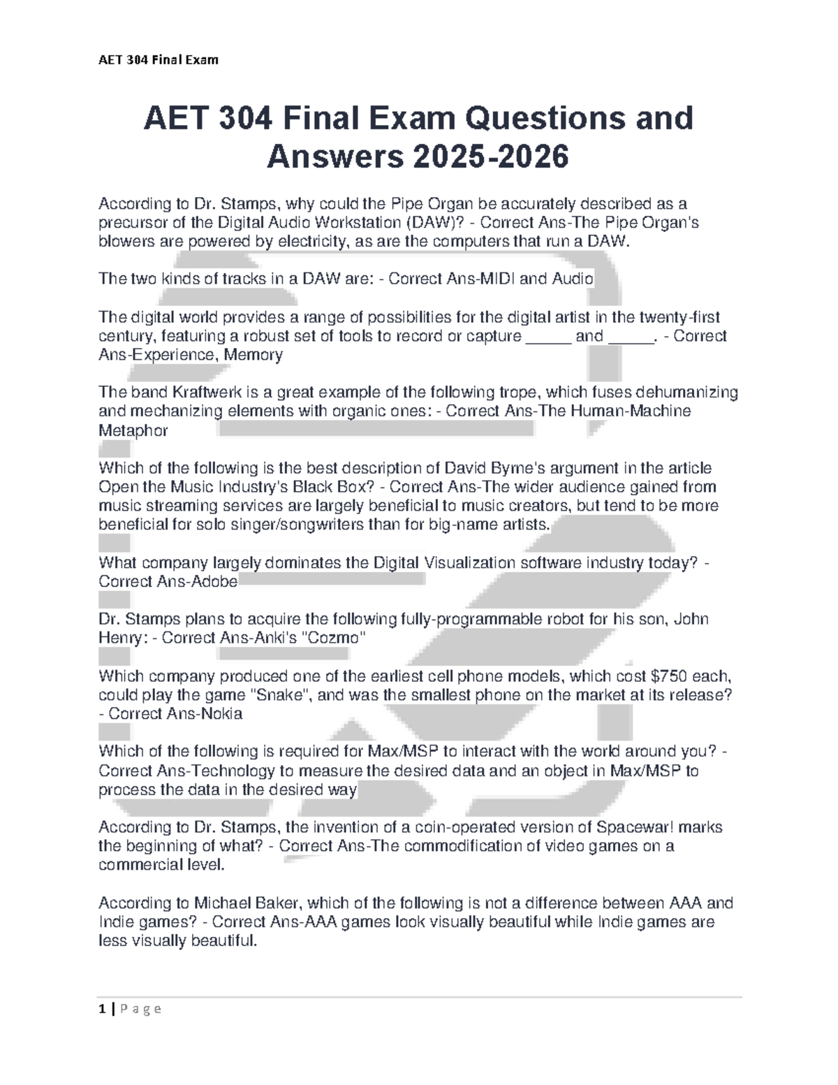 AET 304 Final Exam - AET 304 Final Exam Questions and Answers 2025 ...