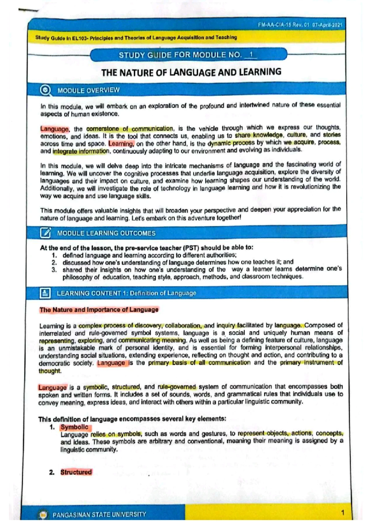 EL 101 UNIT 4 - Language and Culture Insights and Theories - Studocu