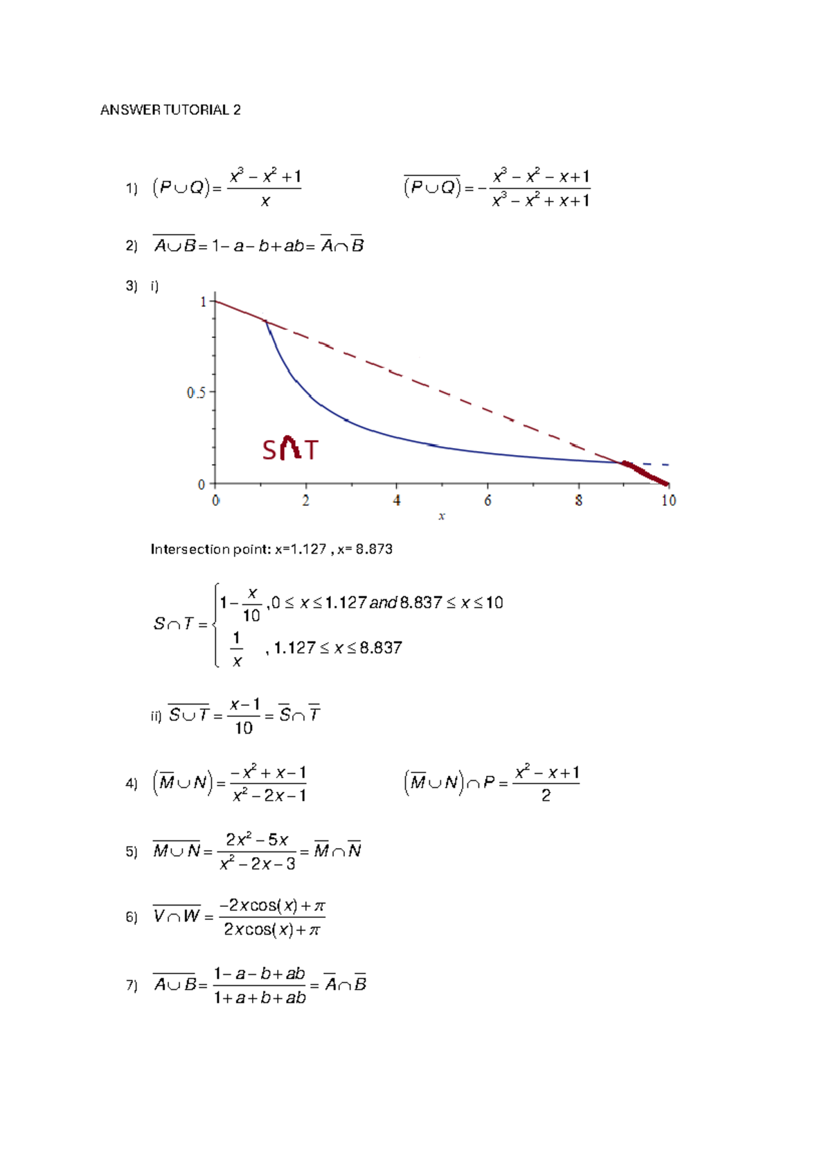 ANSWER TUTORIAL 2 - LATIHAN ON SET THEORY AND FUNCTIONS - Studocu