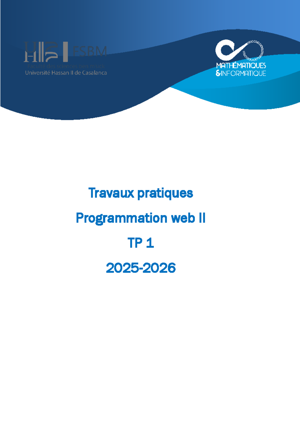 TP 1 - Programmation Web II : Variables, Opérateurs et Conditions - Studocu