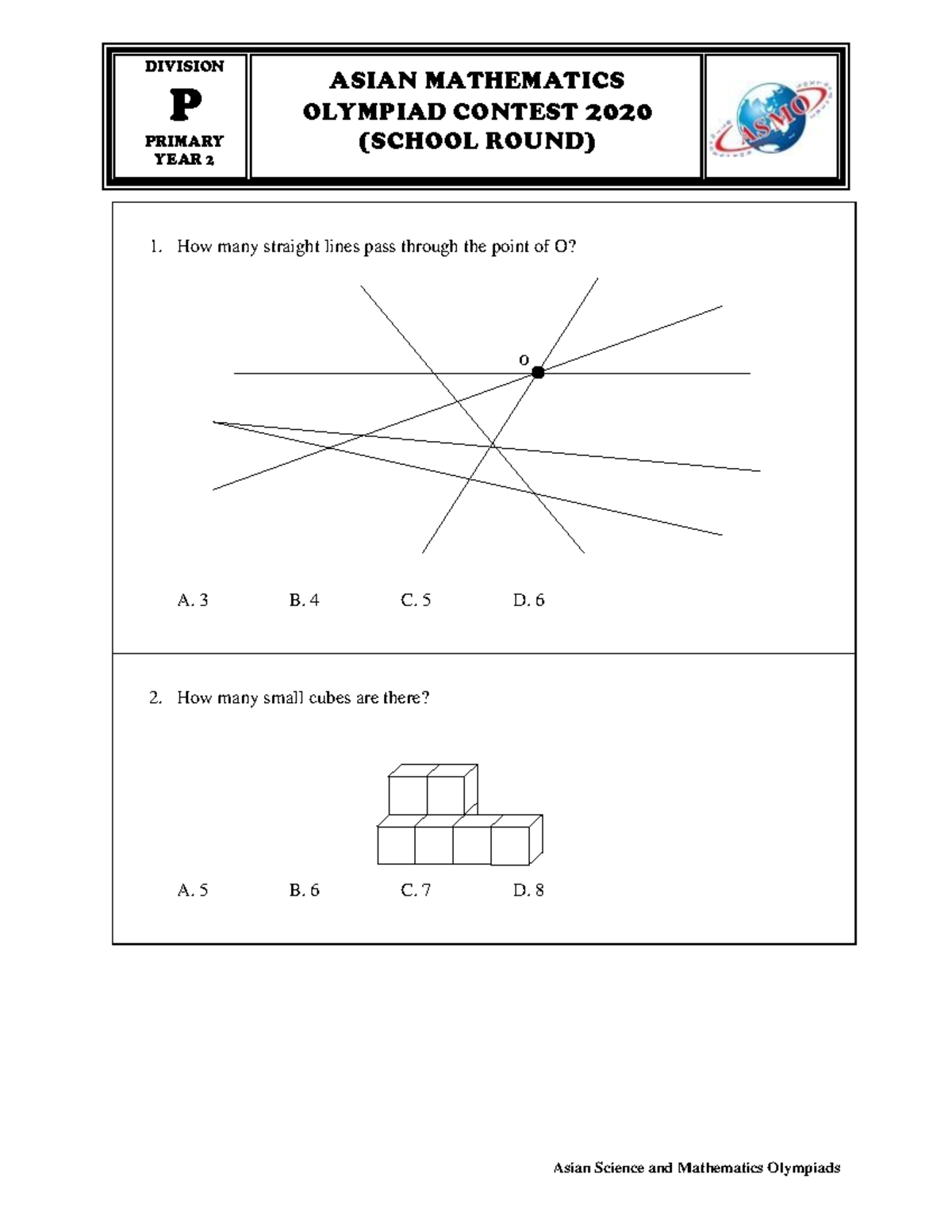ASMO 2020 School Round: Year 2 Mathematics Contest Questions - Studocu
