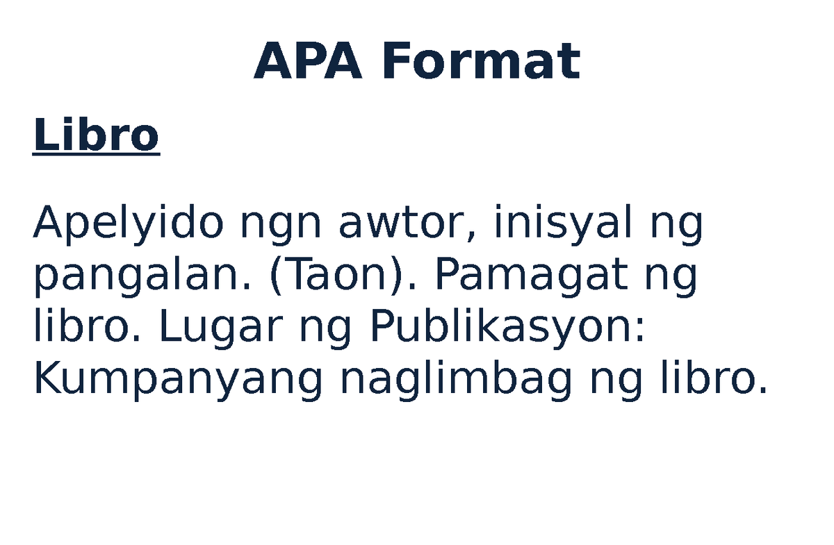 324970276-APA-Format - APA Format Libro Apelyido ngn awtor, inisyal ng ...