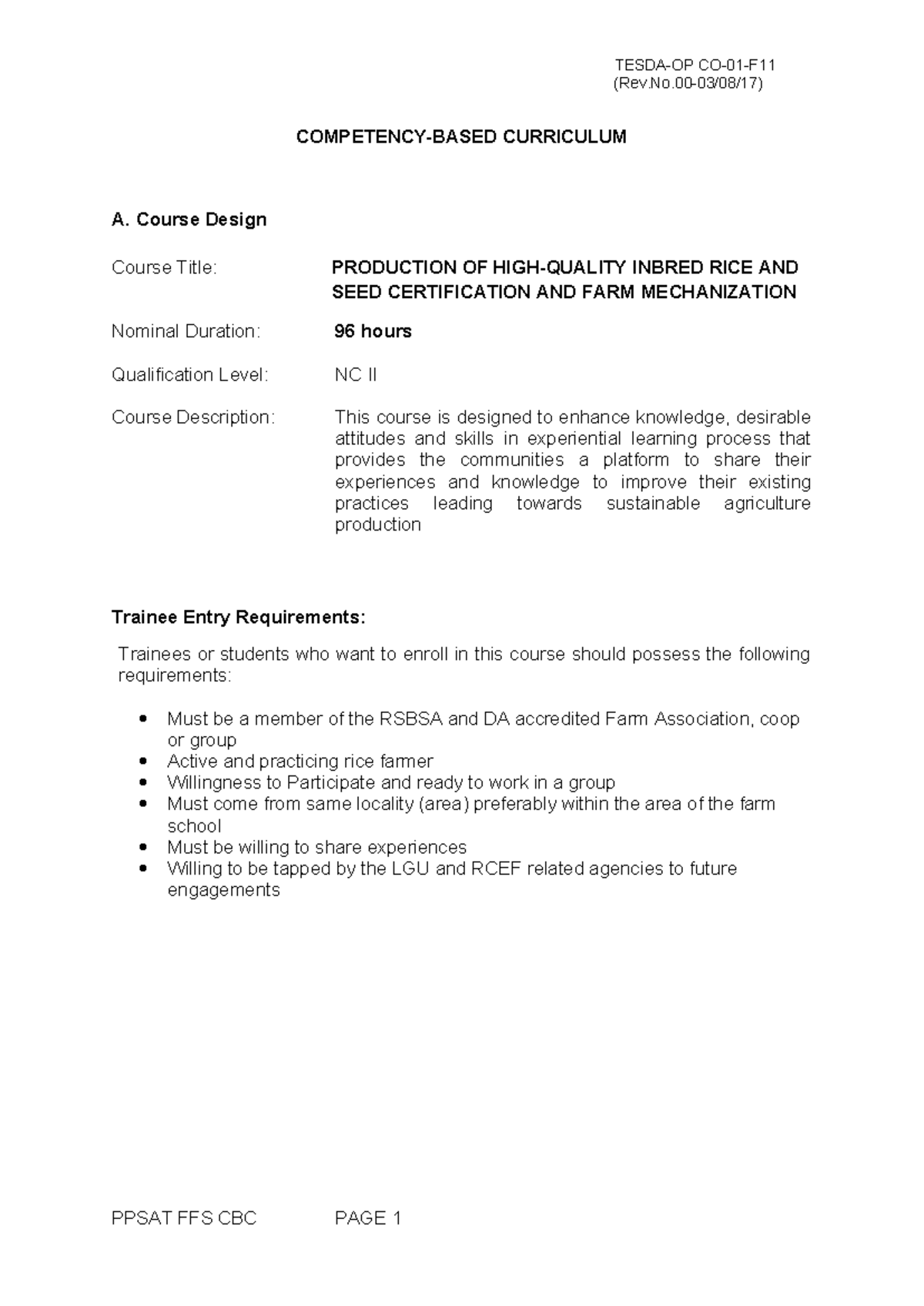 CBC-FFS - Strategies for High-Quality Inbred Rice Production and ...