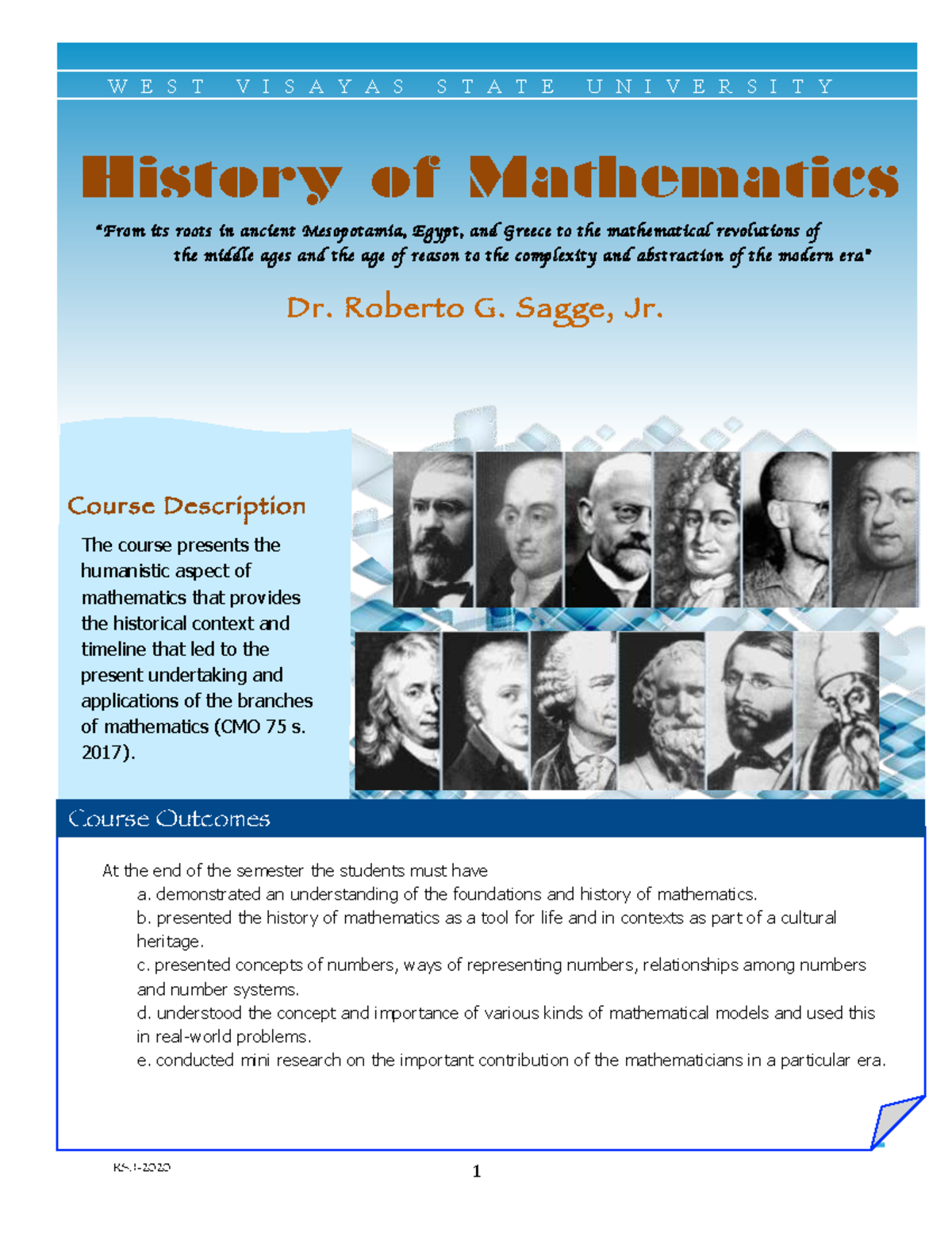 MTHED 201: History of Mathematics Module - From Ancient Roots to Modern ...