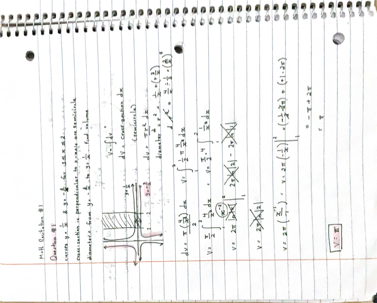 Math 101 Recitation Questions on Volume and Curves - Studocu