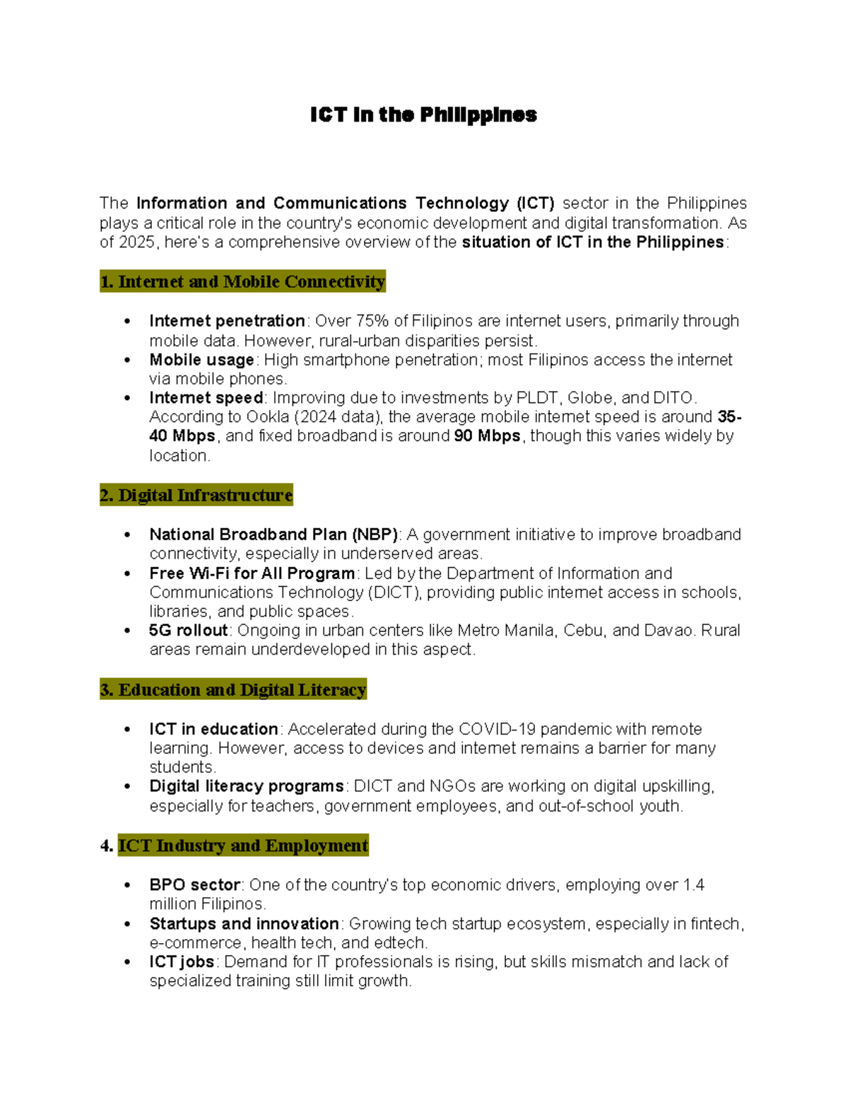 ICT in the Philippines: Overview of Digital Transformation and ...
