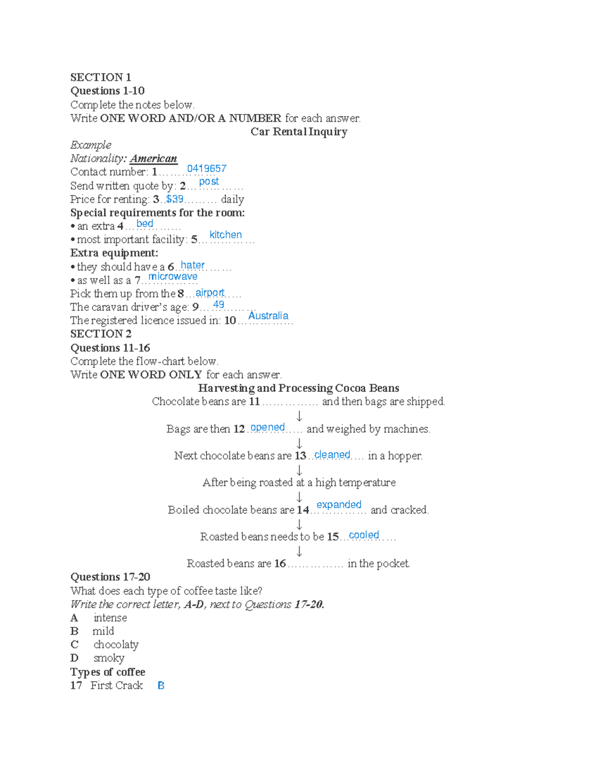 IELTS Listening WEEK 20: Complete Notes and Questions - Studocu