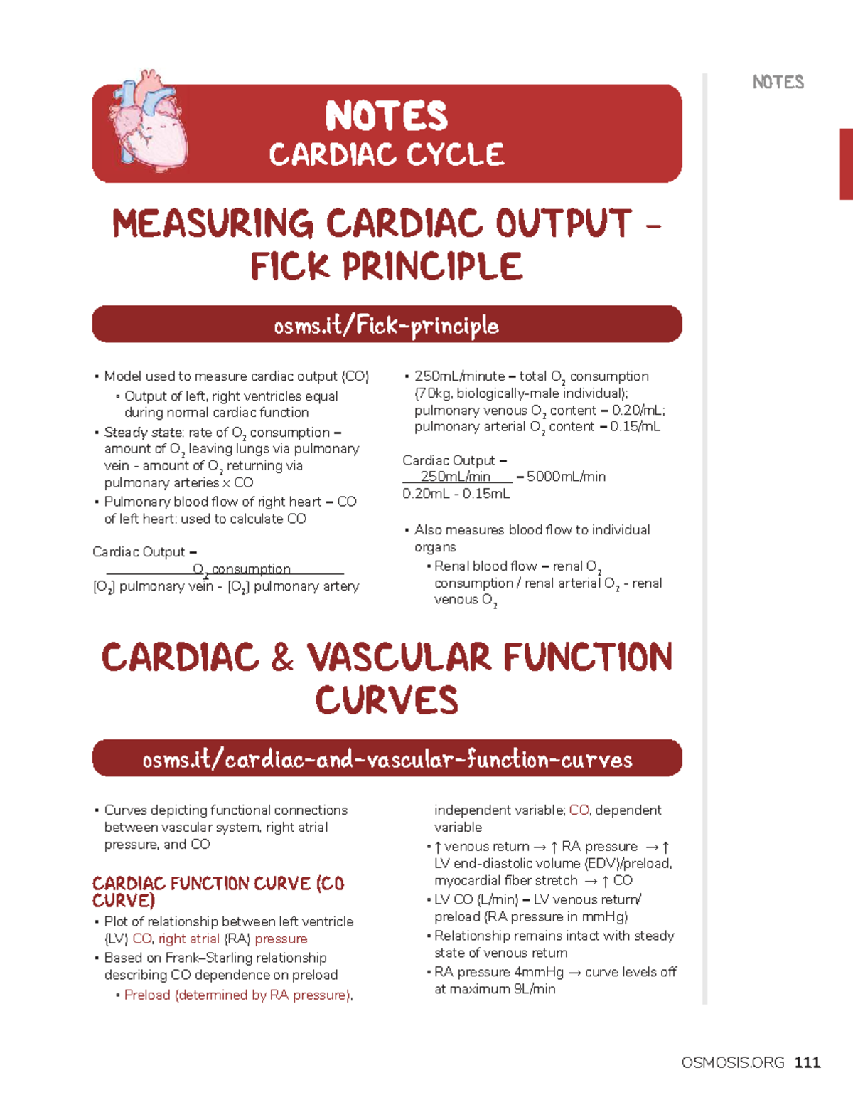 Cardiac Cycle Notes: Measuring Cardiac Output & Function (ABC) - Studocu
