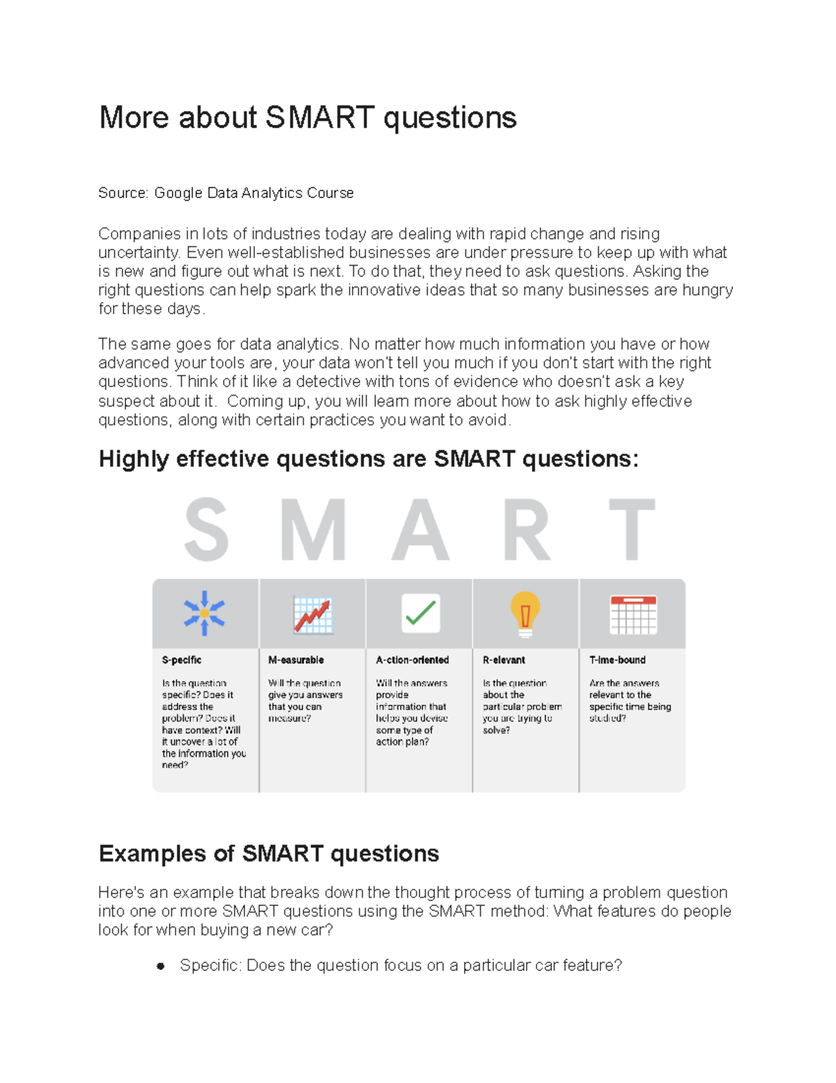 IPSO Day 1 Reading More about Smart questions - More about SMART ...
