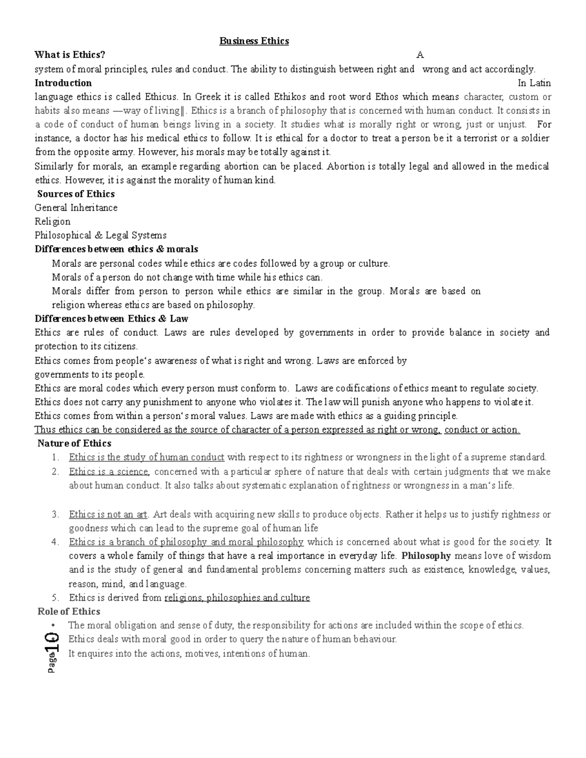 BBA Ethics - Lecture Notes on Business Conduct and Morality - Studocu