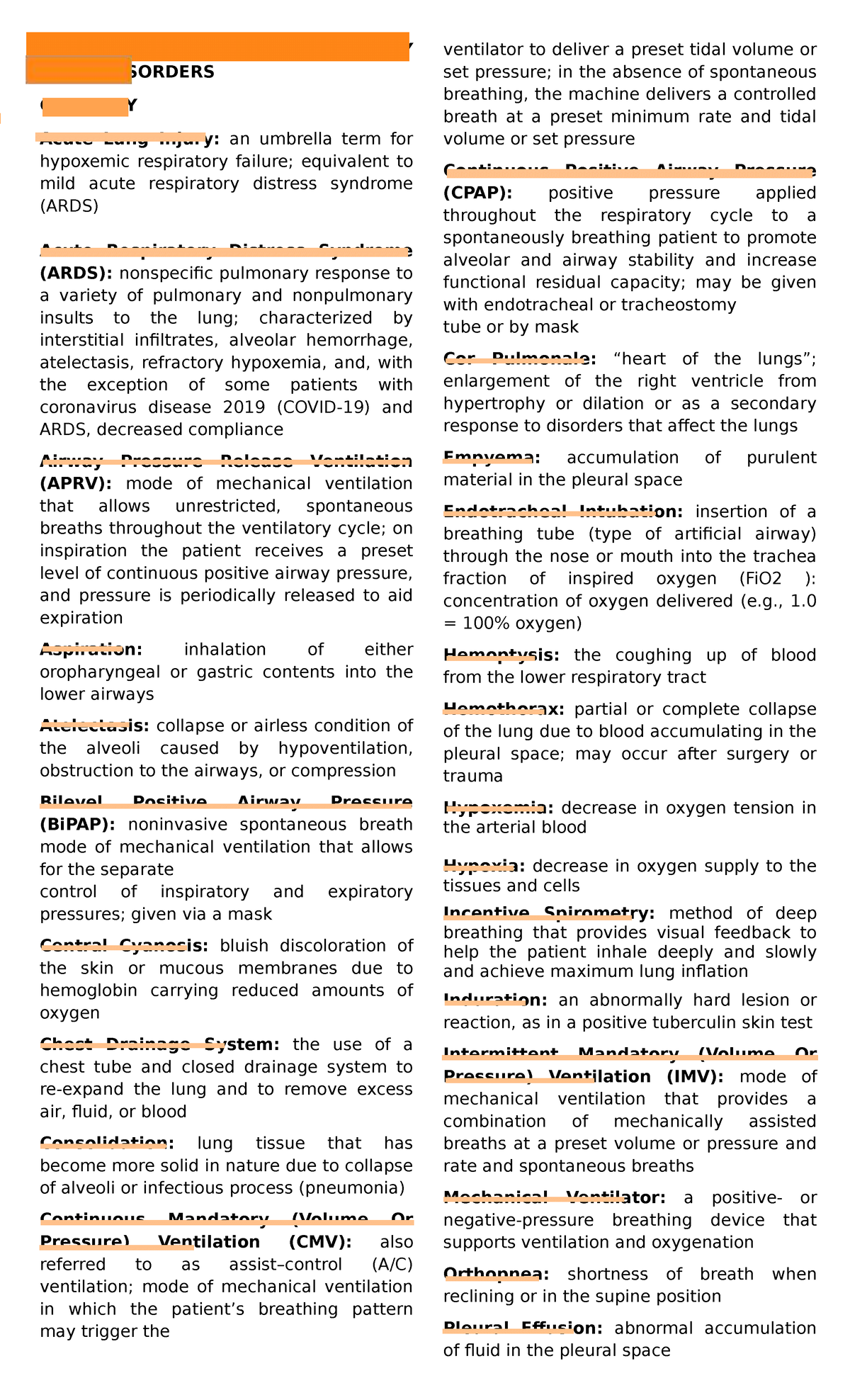 Respi 101: Pre-Final Review of Chest & Lower Tract Disorders - Studocu