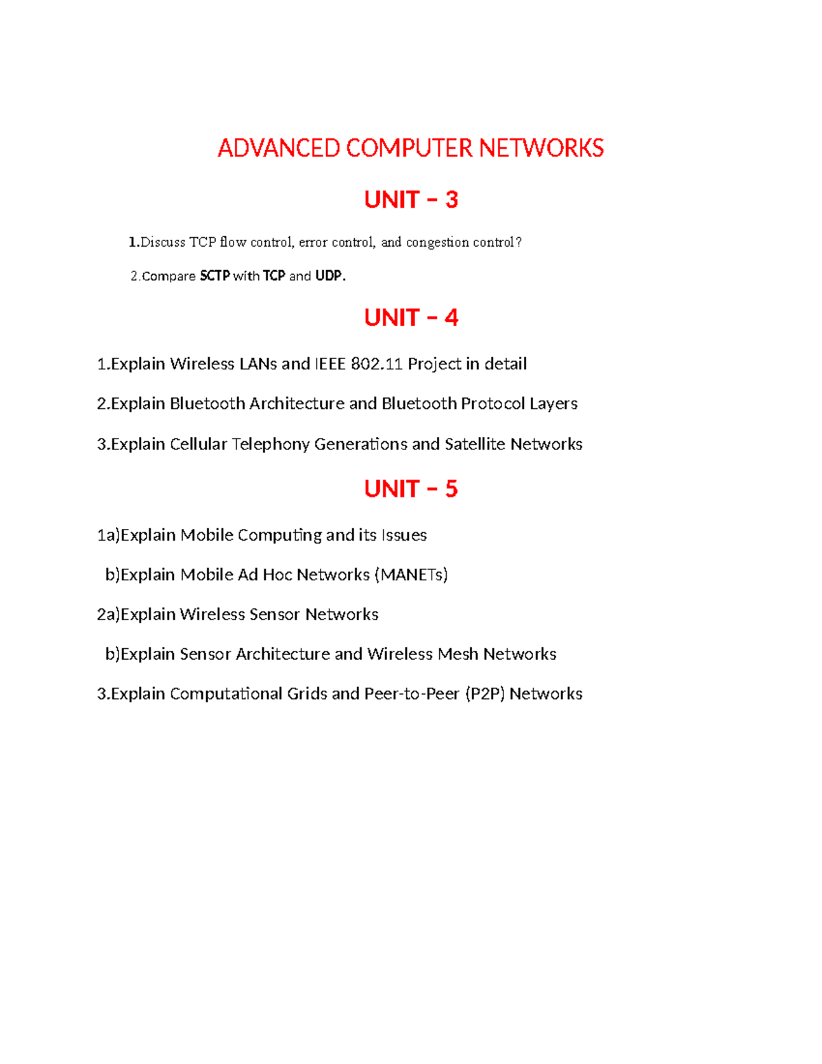 ACN mid-2 QB.rtf - dfdf - ADVANCED COMPUTER NETWORKS UNIT – 3 1 TCP ...