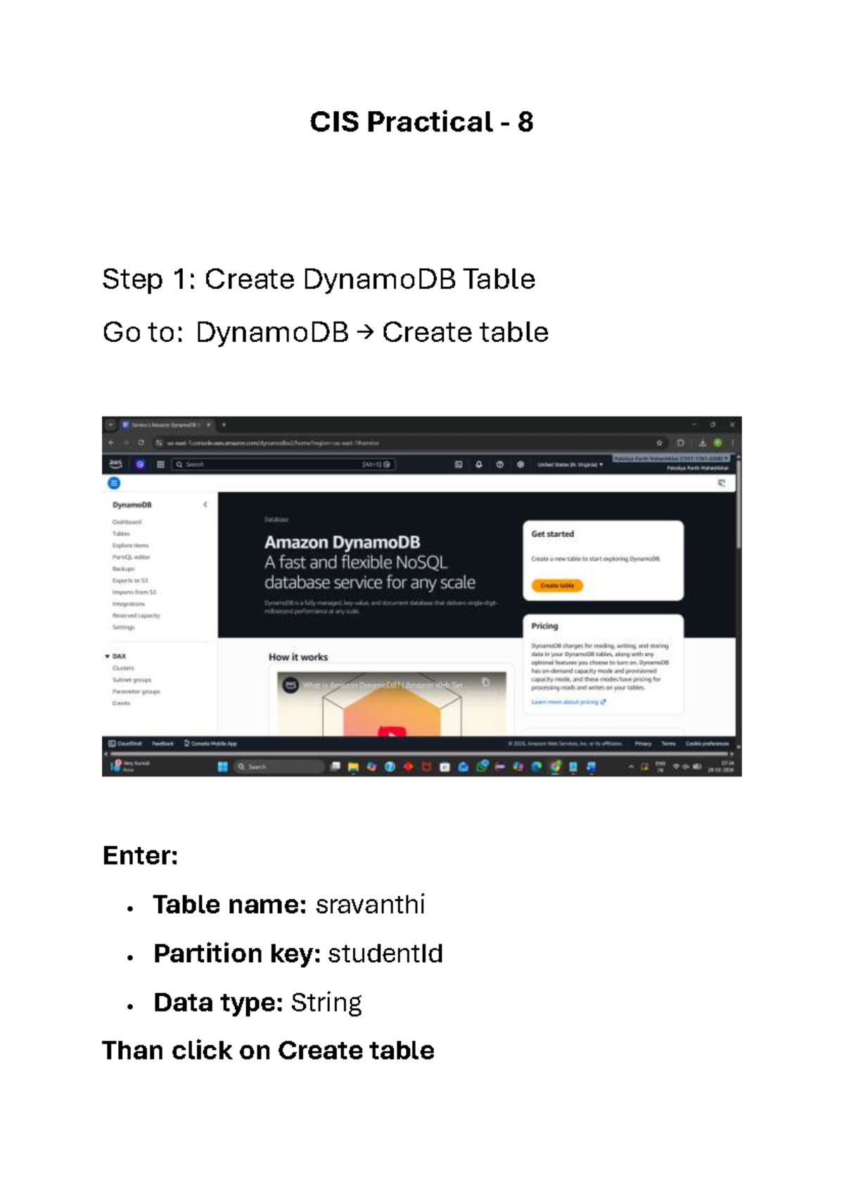 CIS Practical 8: Lambda Function with DynamoDB & API Gateway - Studocu