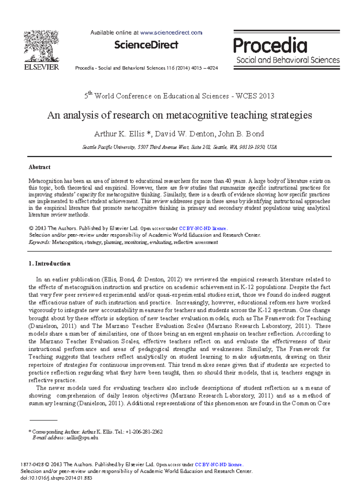 Analyzing Metacognitive Teaching Strategies: Insights & Practices - Studocu