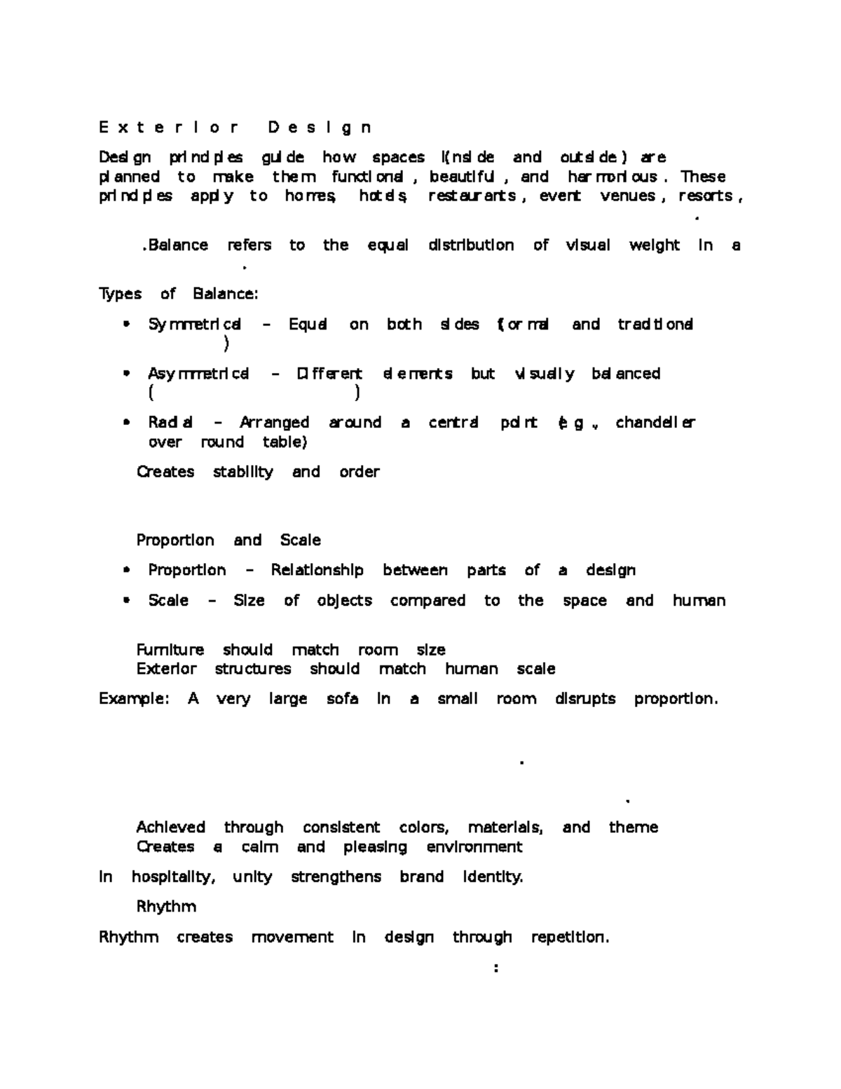 Ergfac Chapter 2: Principles of Exterior and Interior Design - Studocu