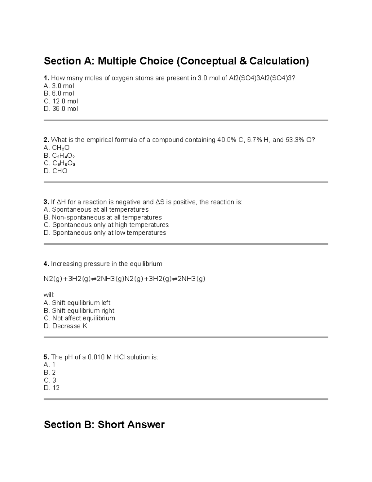 Chemistry 101: Practice Questions for Midterm Exam - Studocu