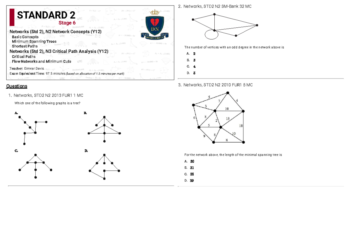 S2 HSC Networks: Key Concepts & Exam Questions Overview - Studocu