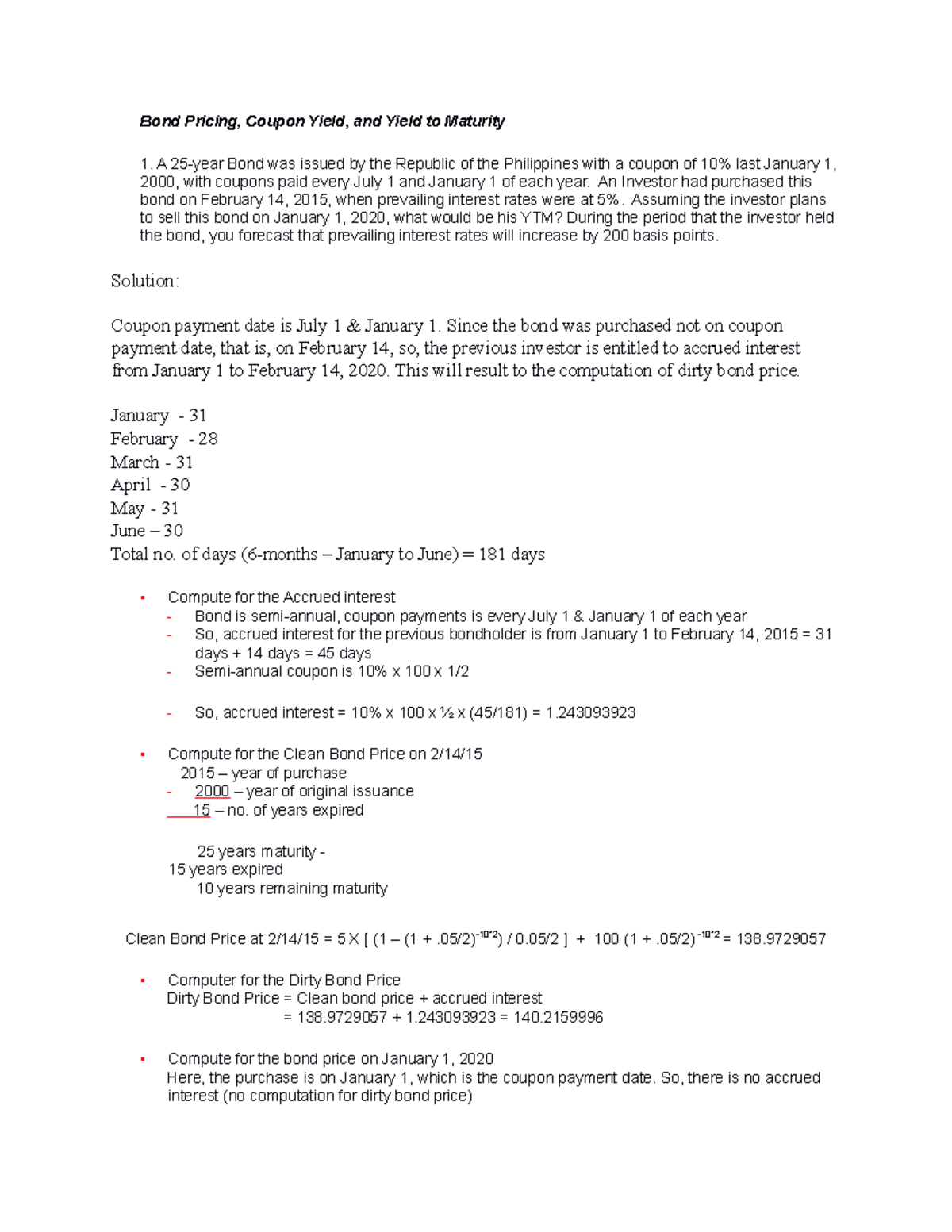 Bond Pricing and Yield Computations: A 25-Year Case Study Analysis ...