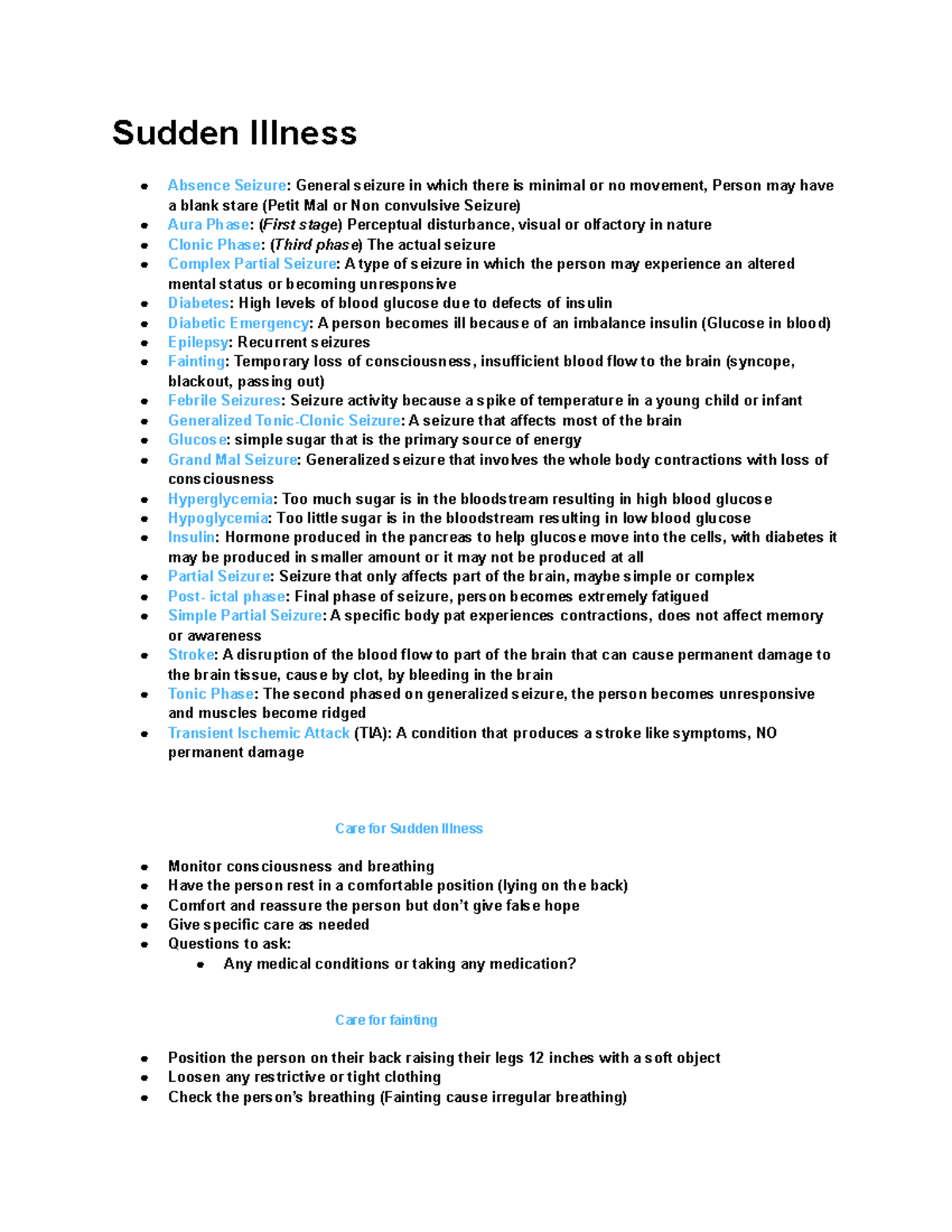 Chapter 15: Understanding Sudden Illnesses and Their Care - Studocu