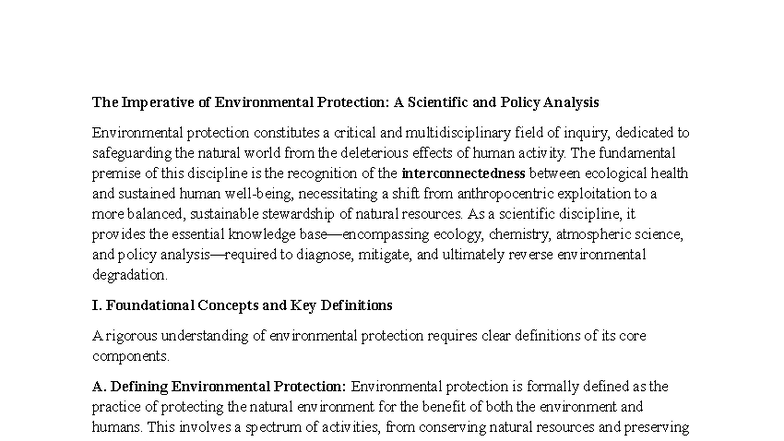 Environmental Protection: A Scientific & Policy Analysis - Studocu